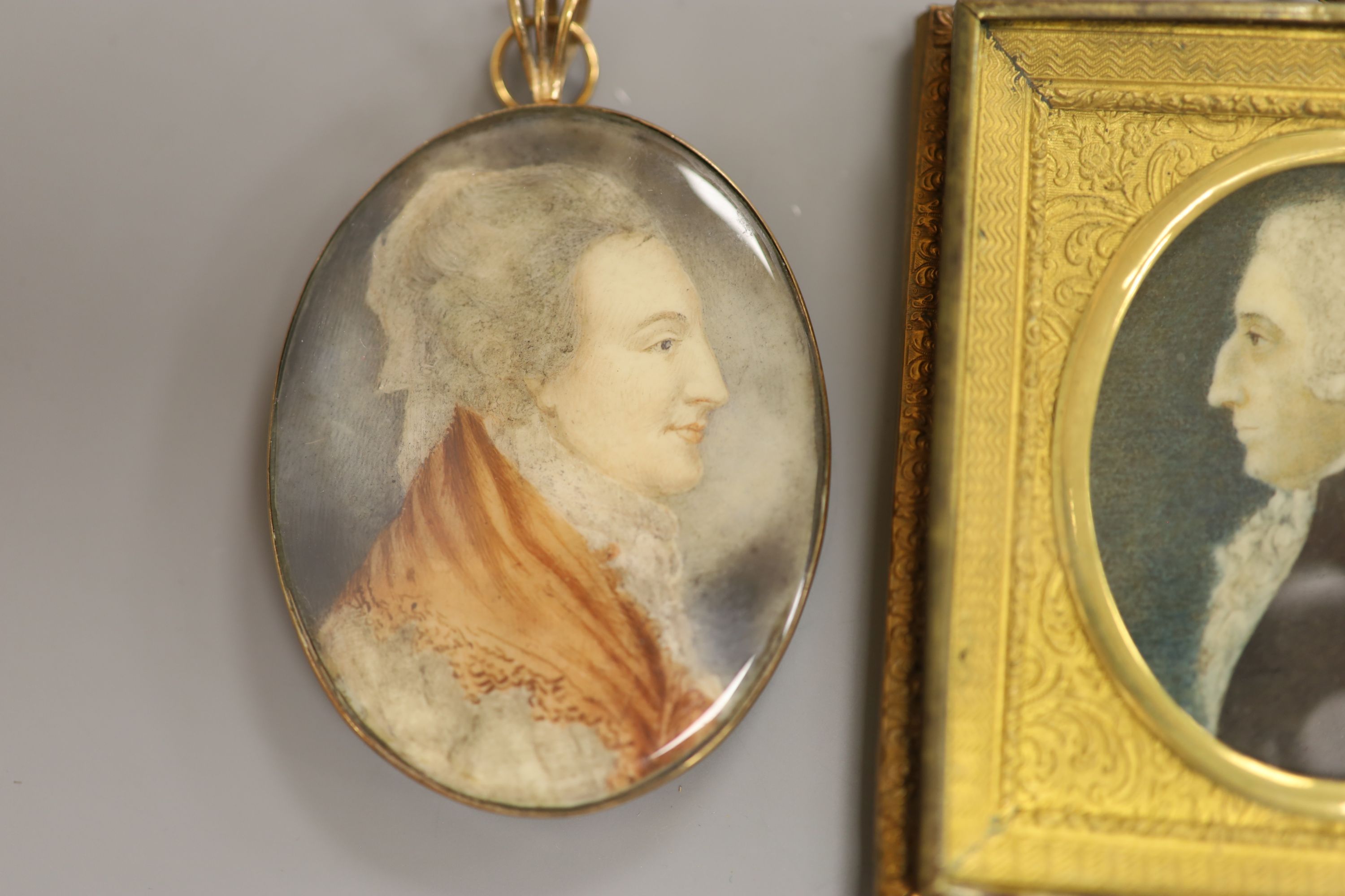 Two 19th century portrait miniature and spare mount